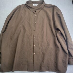 Smokey Joe's Shirt Mens 8XL Brown Button Up Long Sleeve Solid Big & Tall Casual